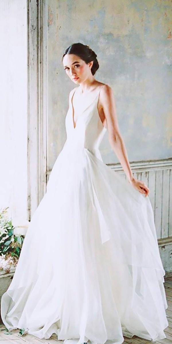 a line v neckline modest wedding dresses leanne marshall
