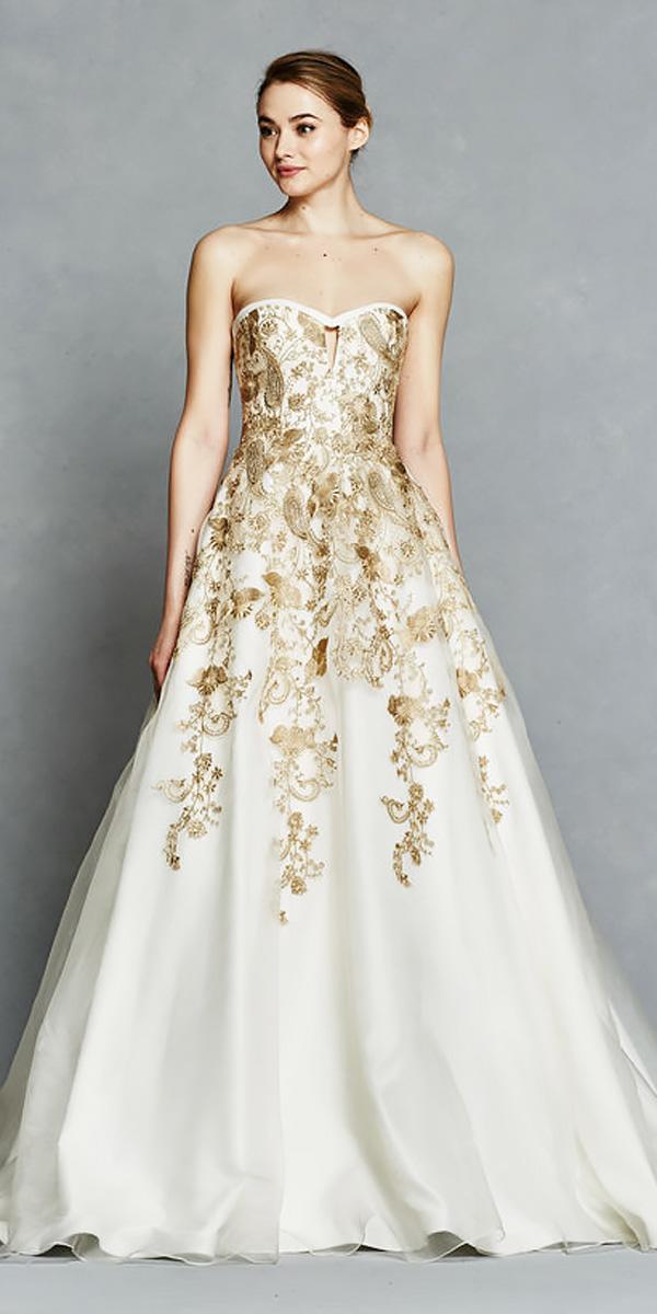 ballgown sweetheart neckline gold elegant wedding dresses kelly faetenini