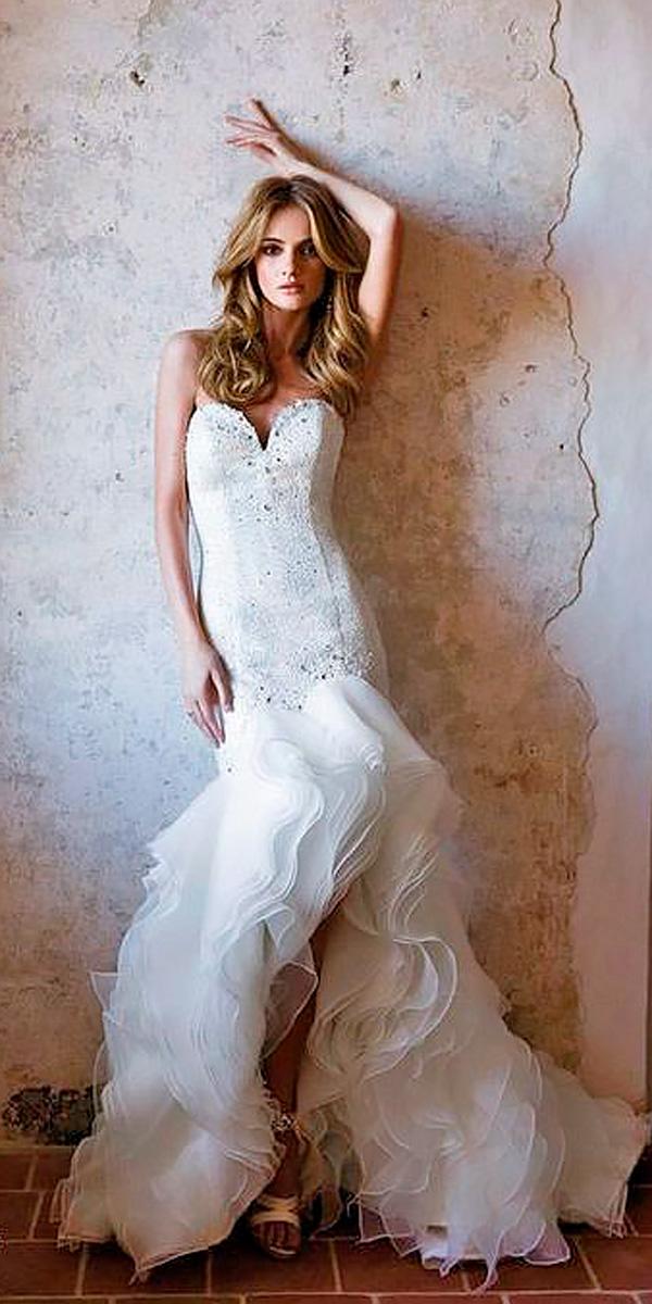 beach strapless sweetheart neckline high low wedding dresses alexandra rinaudo