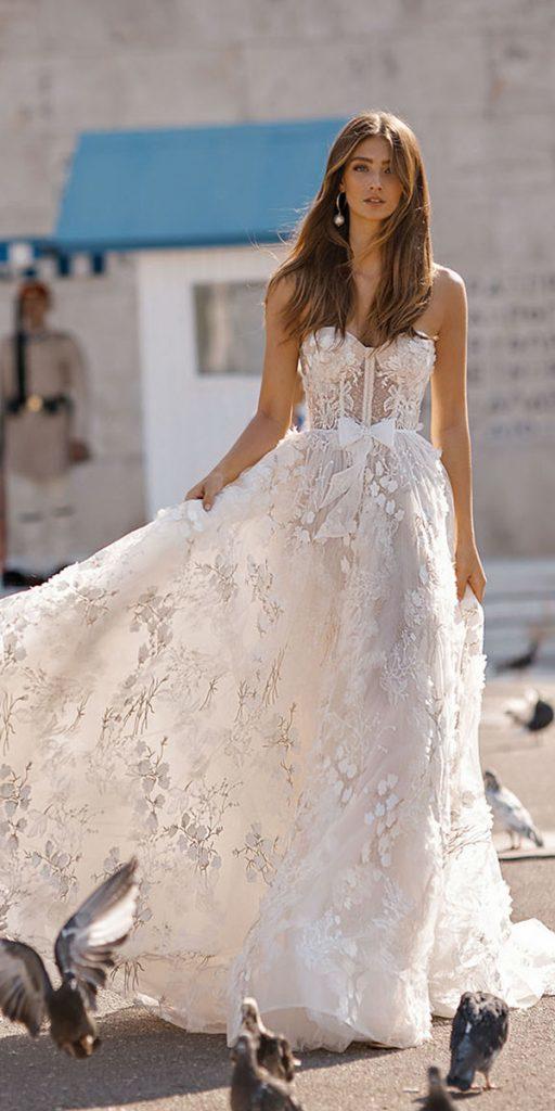berta bridal wedding dresses a line sweetheart with bow 3d floral 2019