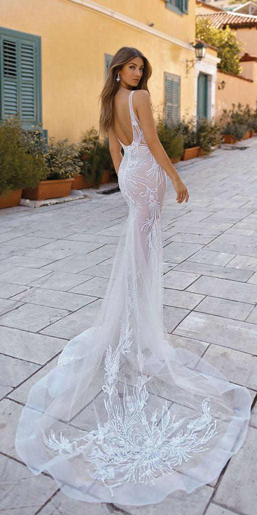 berta bridal wedding dresses fit and flare low back with train lace