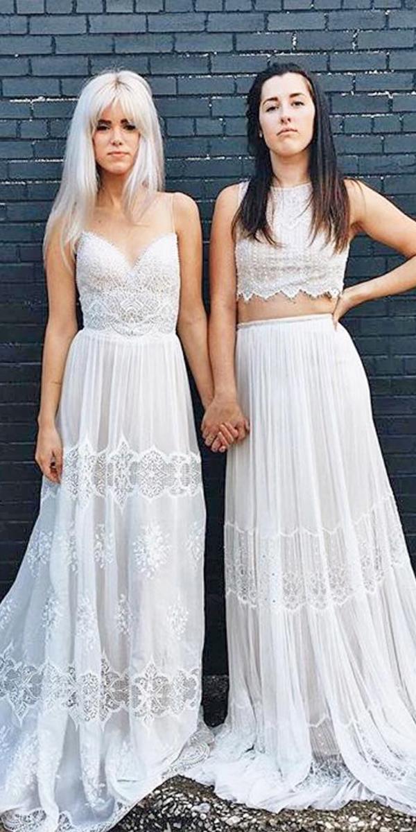 bohemian wedding dresses lace embellishment with straps detached skirt flora bridal