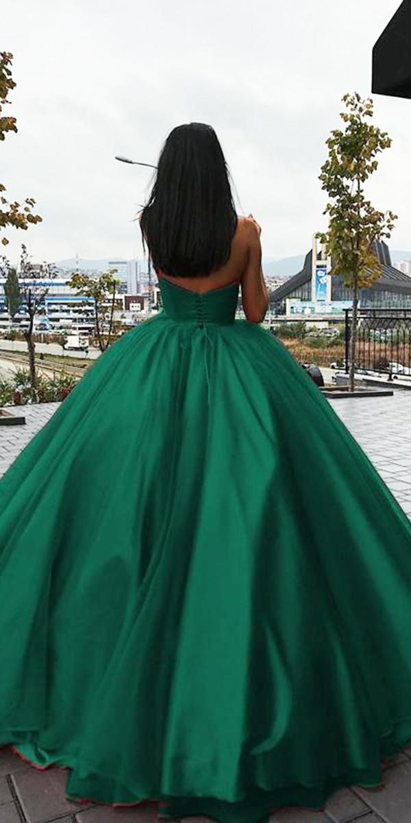 colored wedding dresses ball gown green simple liastublla