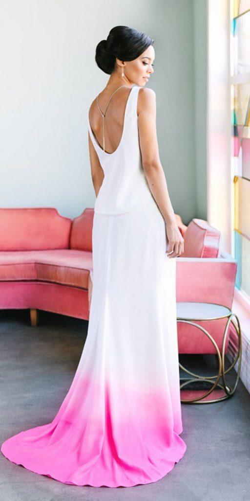  colored wedding dresses sheath back ombre for love