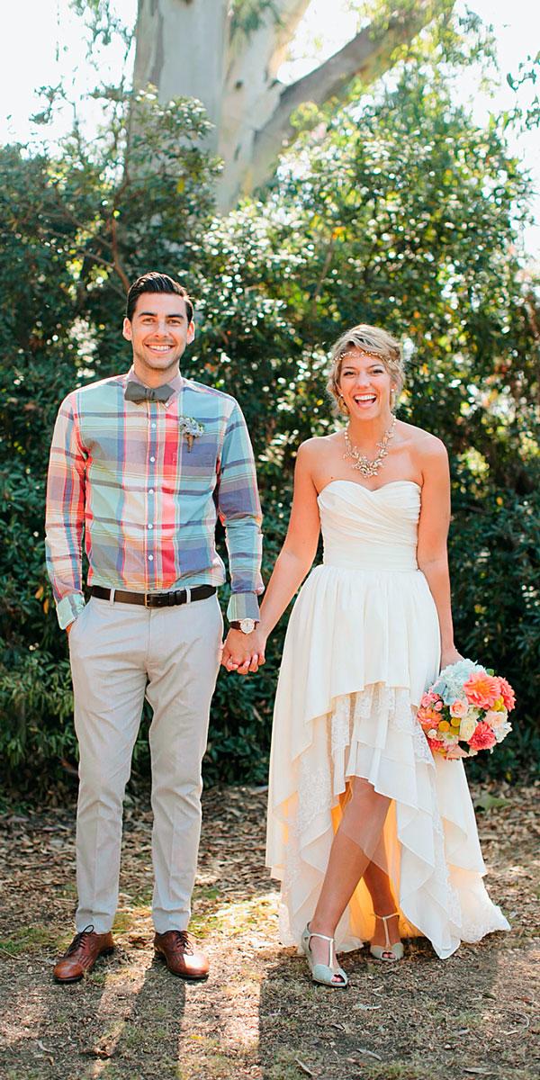 country sweetheart neck with layered skirt high low wedding dresses mason and megan