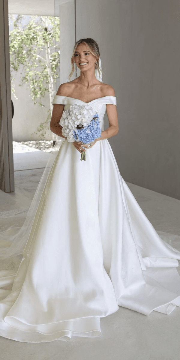 elegant wedding dresses a-line satin gown