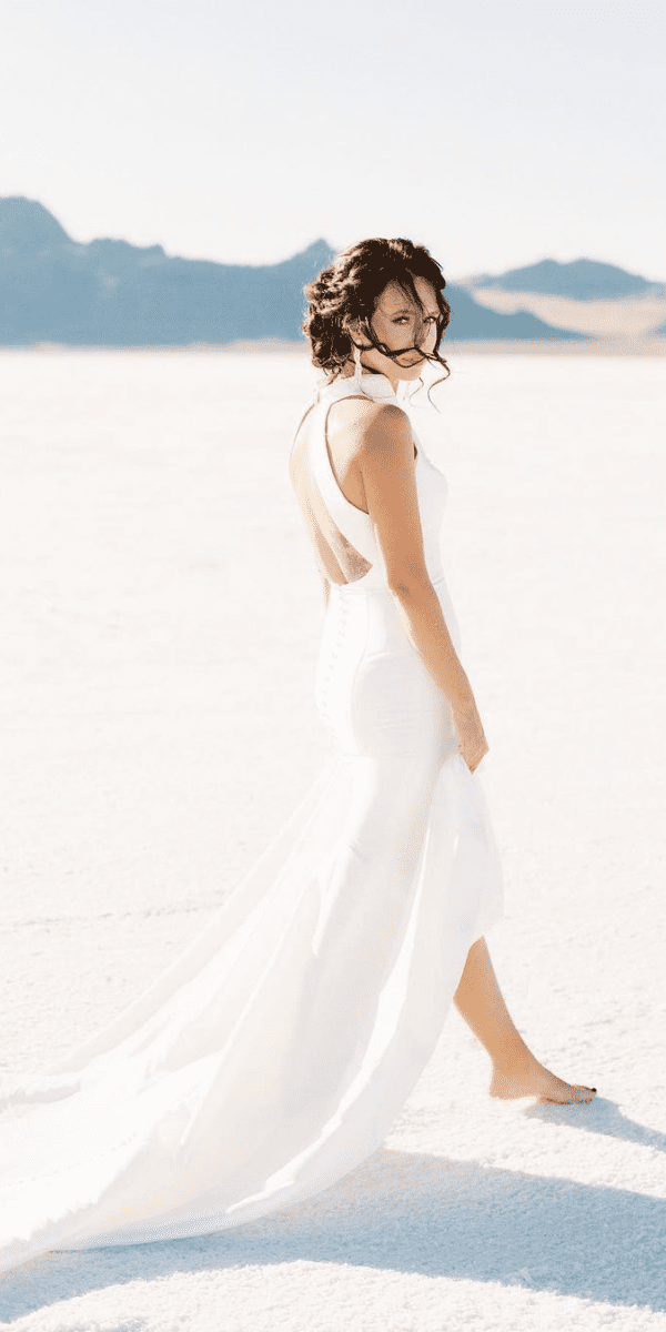 elegant wedding dresses beach open back gown