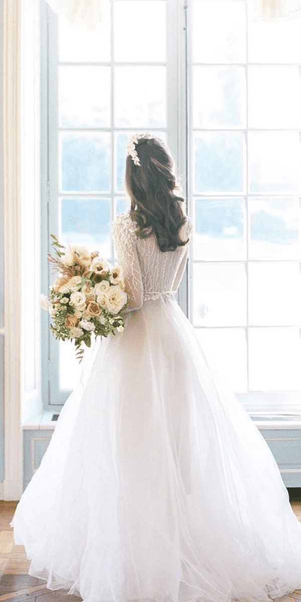 elegant wedding dresses bride in modest gown