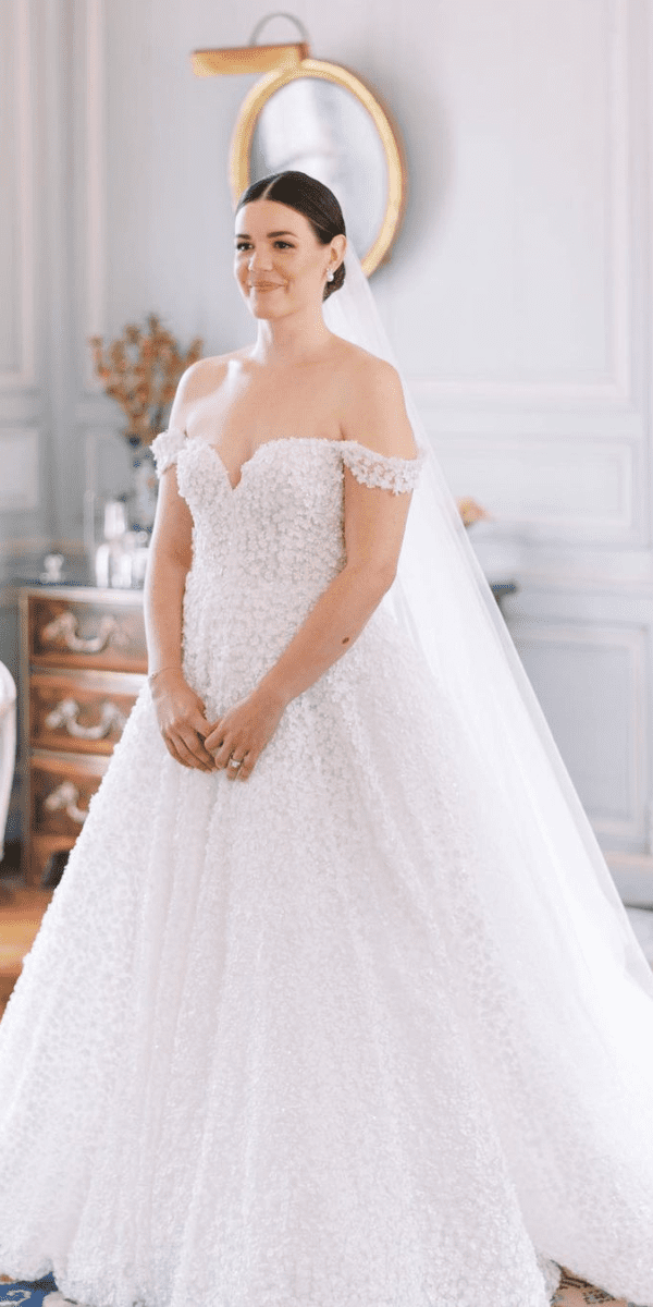 elegant wedding dresses lace open shoulder ideas
