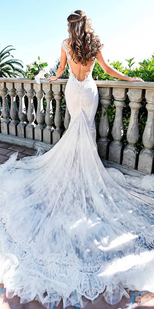 elegant wedding dresses mermaid lace low open back galia lahav