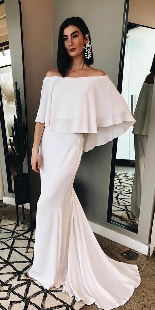 elegant wedding dresses sheath straight across classy loho bride