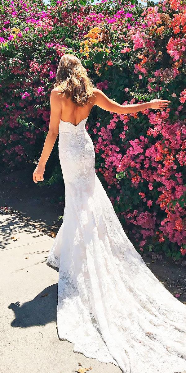 fit and flare lace beach open back wedding dresses lhuillier bride