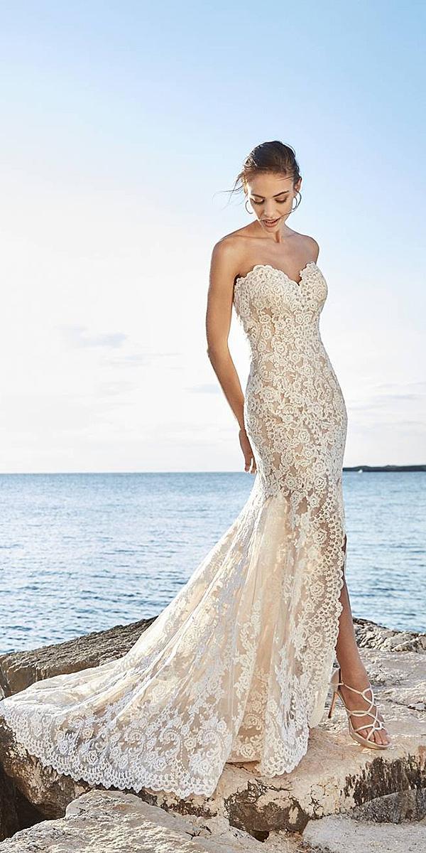 floral wedding dresses beach lace with short train eddyk bridal