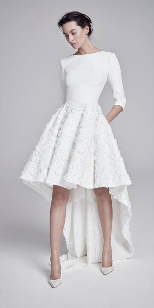 high low wedding dresses with sleeves appliques skirt white suzanne neville
