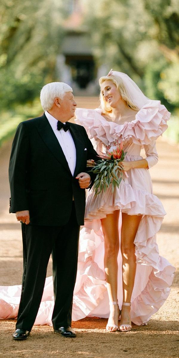 high low wedding dresses with sleeves ruffles pink giambattista valli