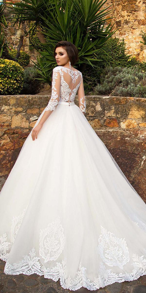 lace aline with long sleeves belt and train allegresse wedding dresses