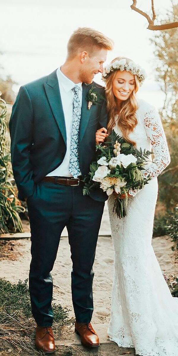 lace high neckline with long sleeves lace modest wedding dresses yolan cris