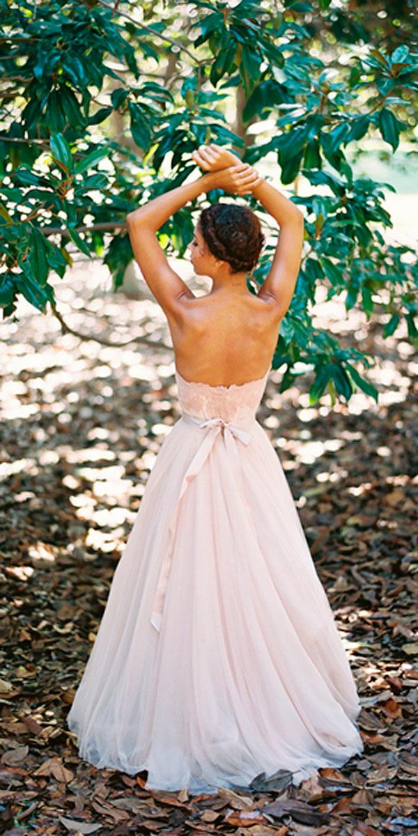 lace open back blush elegant wedding dresses with watters