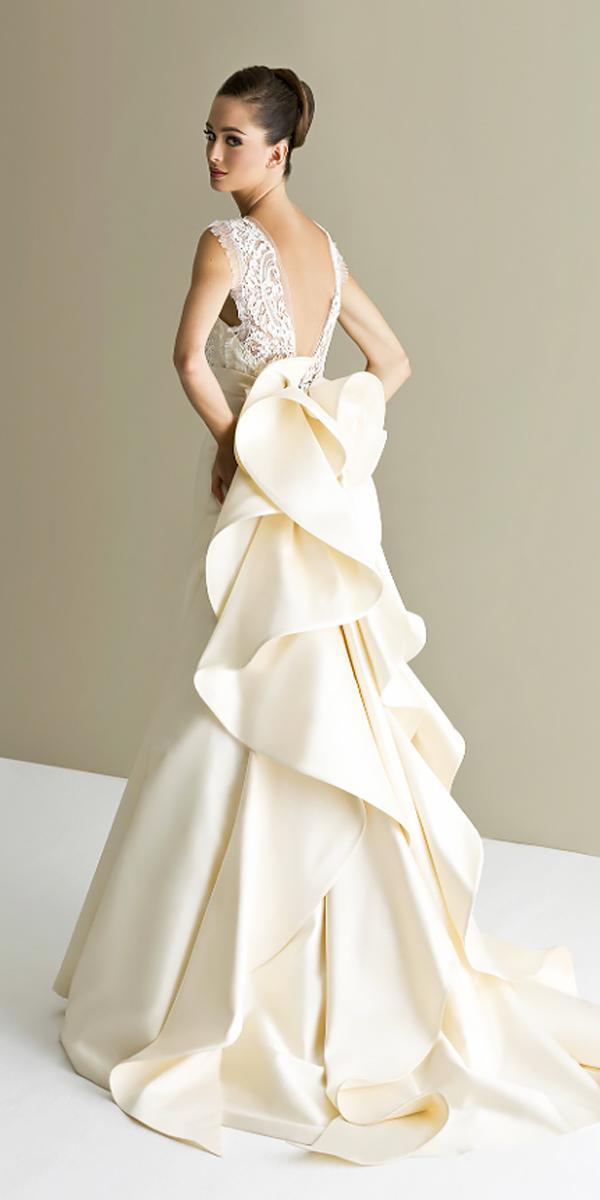 lace open back with cap sleeves elegant wedding dresses with bow antonio riva