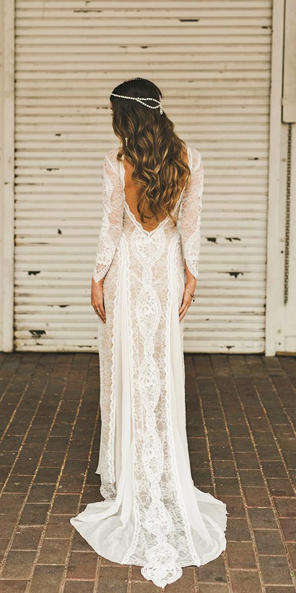 lace open back with long sleeves bohemian wedding dresses grace loves lace