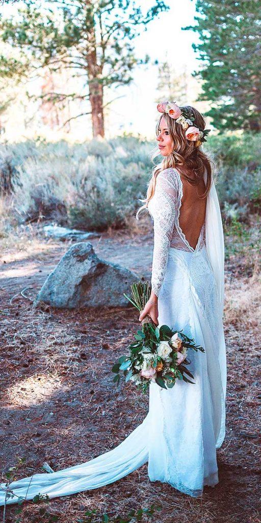 lace sheath low open back rustic wedding dresses with long sleeves grace loves lace