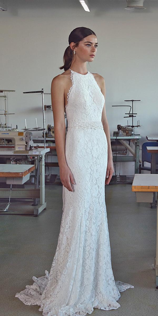 lace sheath with halter neckline lihi hod wedding dresses
