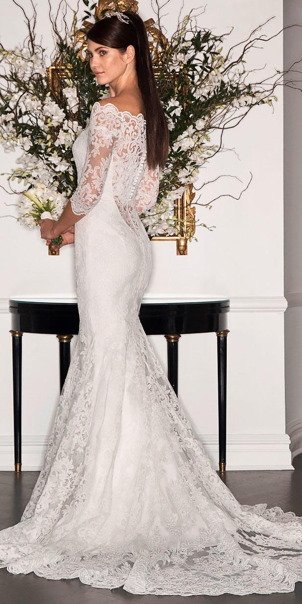mermaid lace with sleeves and train boho wedding dresses romona keveza