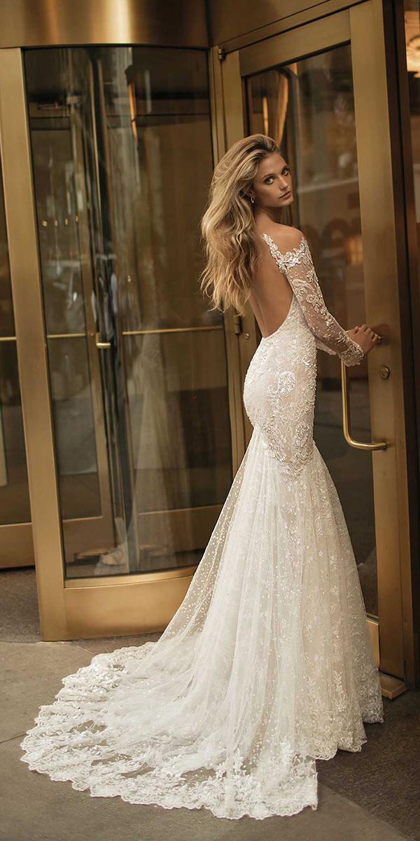 mermaid open back with train berta bridal wedding dresses