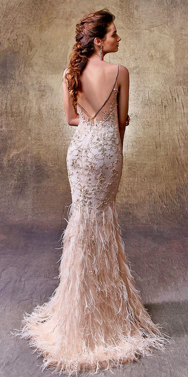 mermaid spaghetti strap v shape open back wedding dresses enzoani