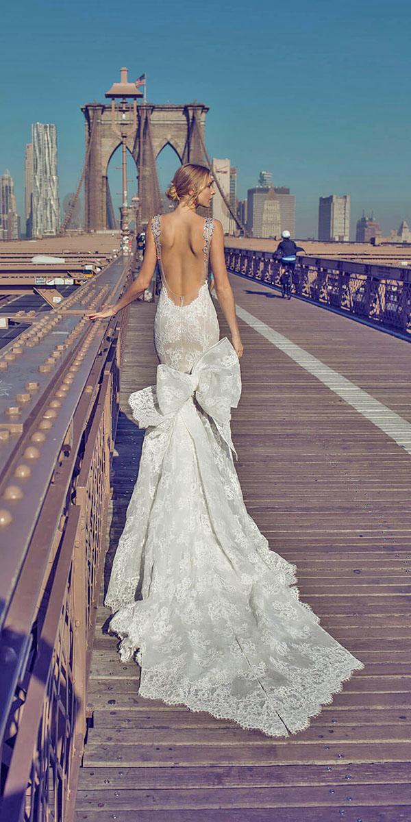 mermaid with low back and lase train pnina tornai wedding dresses