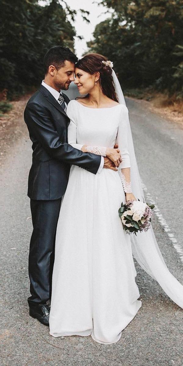 modest wedding dresses a line with long sleeves simple rnestovillalba
