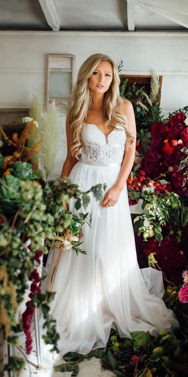 modest wedding dresses a line with spaghetti straps lace top
