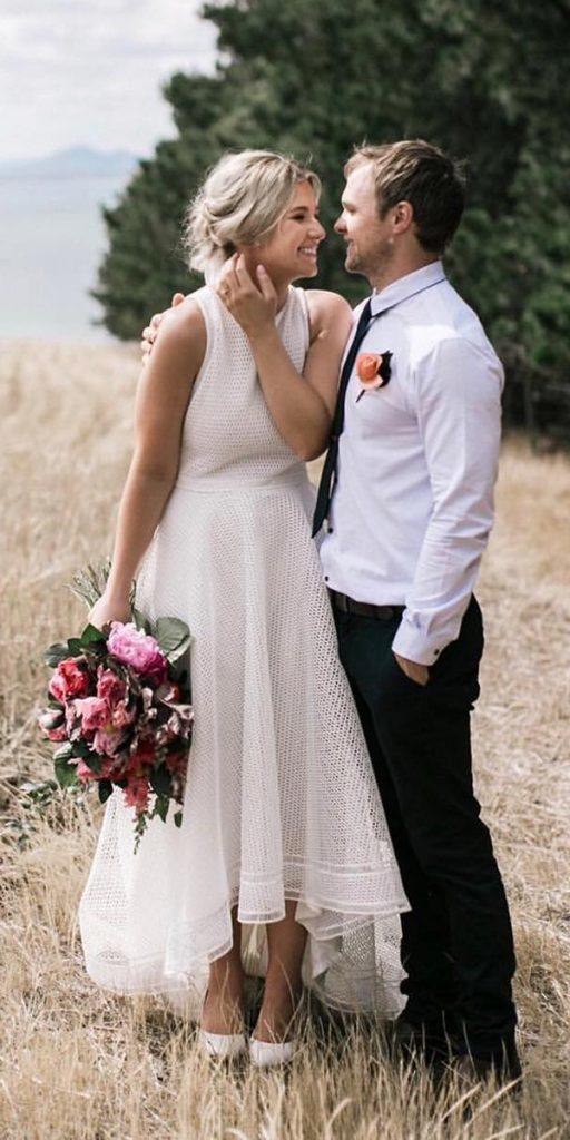 modest wedding dresses high low simple sleeveless suzanne harward