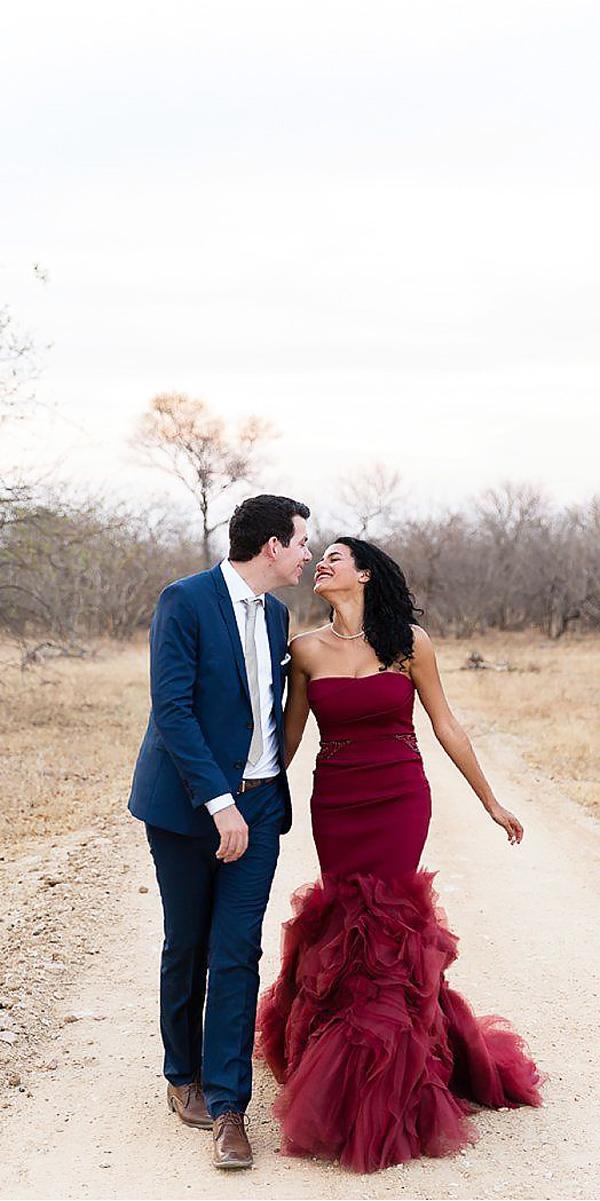 red mermaid strapless slight curve colored wedding dresses vera wang