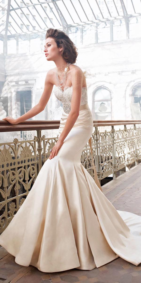 natural waist sweetheart satin mermaid wedding dresses with chapel train lazaro