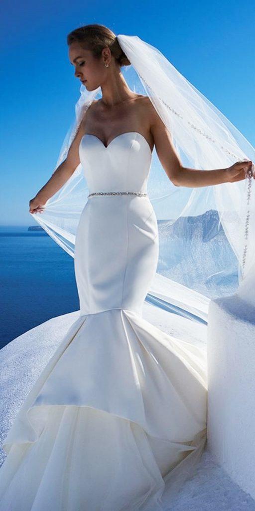 satin mermaid wedding dresses sweetheart strapless simple justin alexander