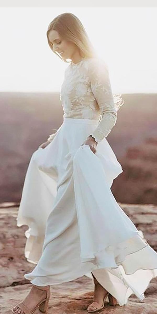 separates lace with sleeves modest wedding dresses rue de seine bridal