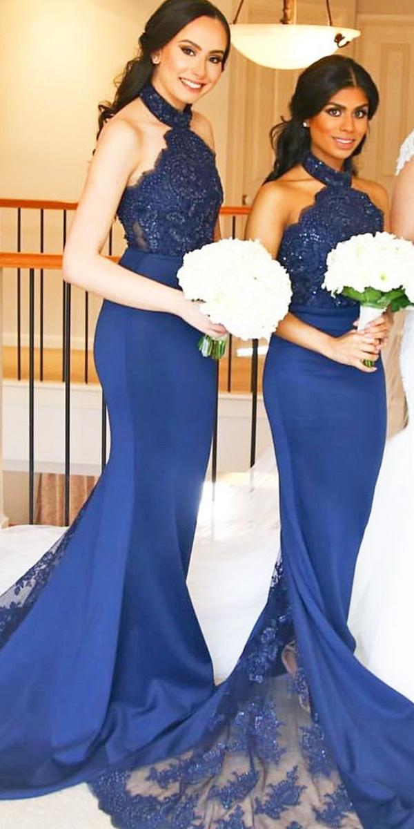 sequins lace high neck navy bridesmaid dresses doll house bridesmaids