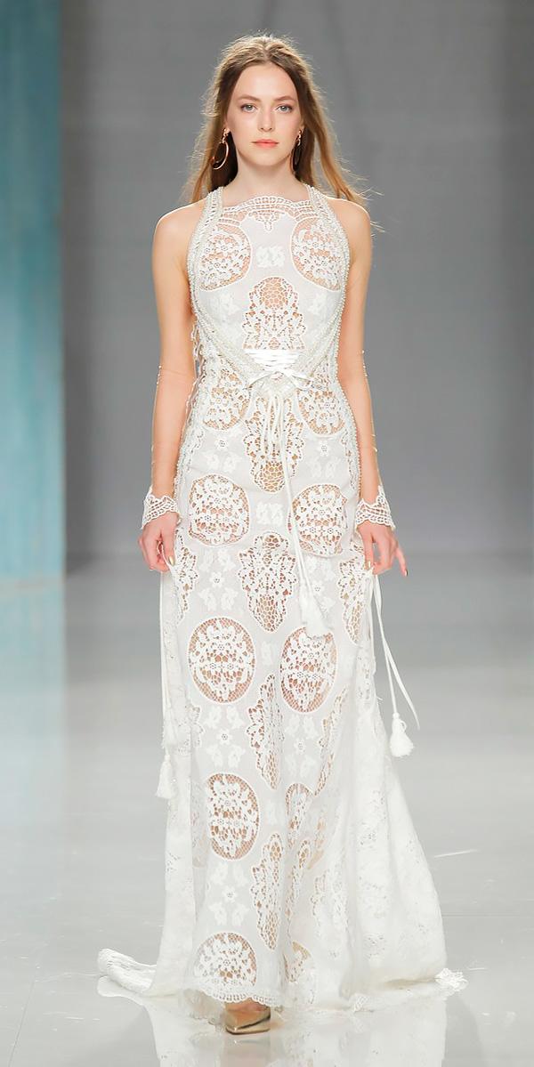 sheath halter neckline lace wedding dresses 2018 galia lahav