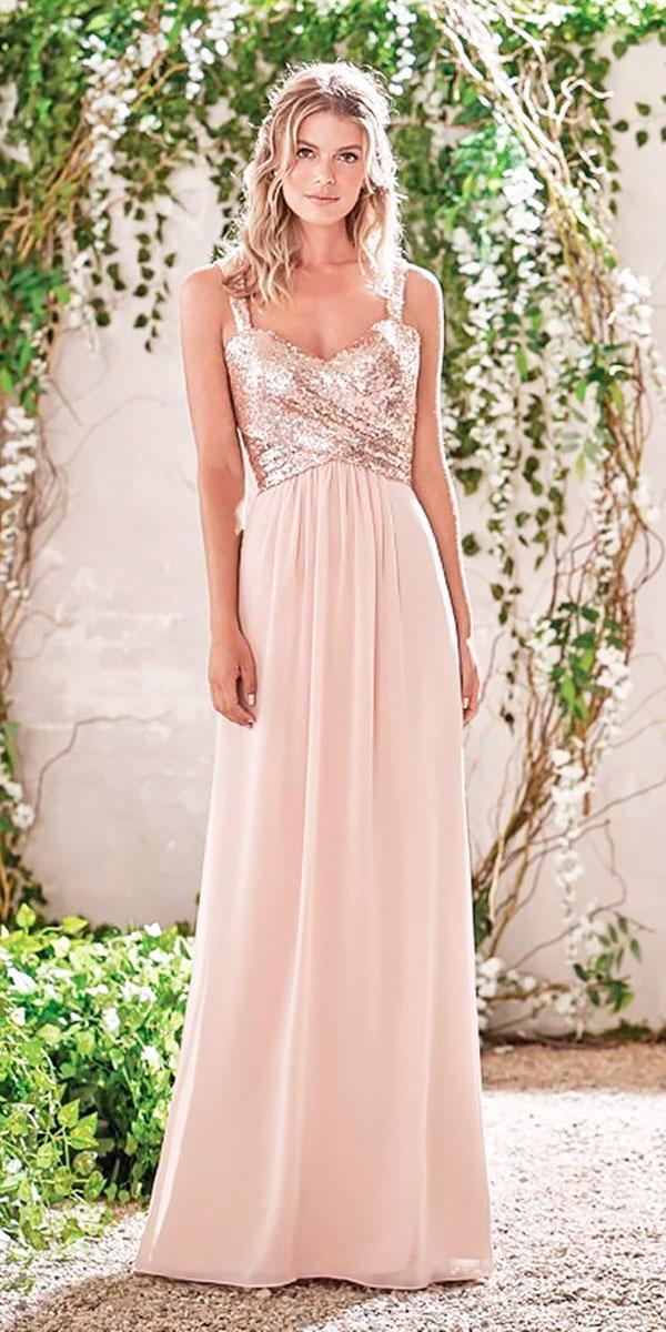 sheath-sweetheart-neckline-gold-sequin bodice long bridesmaid dresses jasmine