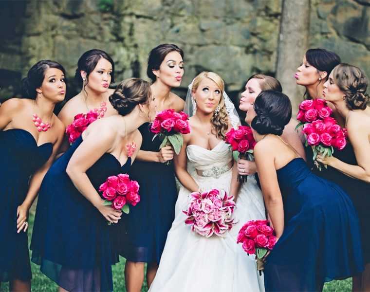 short navy bridesmaid dresses