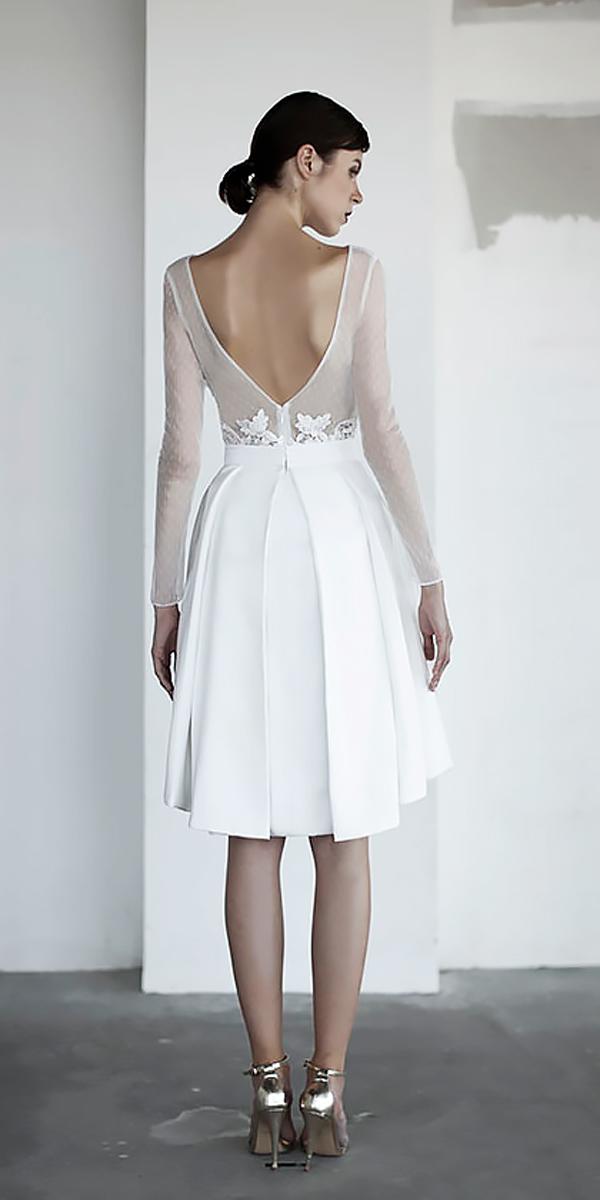 short v shape back with long sleeves knee lenght wedding dresses oui the label