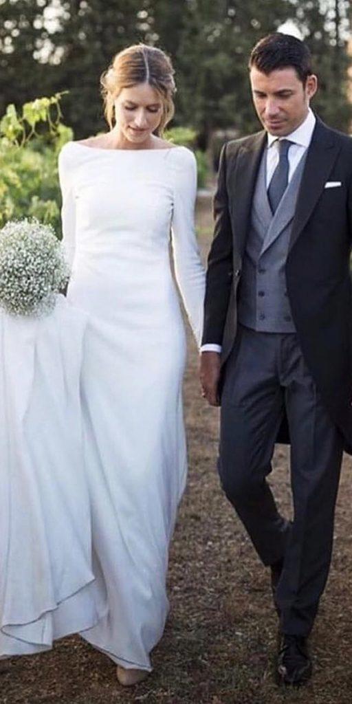 simple wedding dresses sheath with long sleeves simillar meghan markle rosa clara