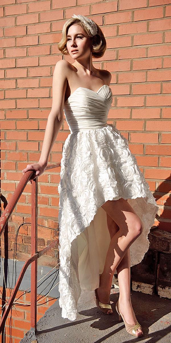 strapless sweetheart asymmetracal knee length high low wedding dresses tobi hannah