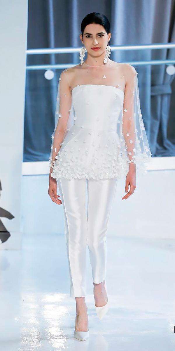 sweetheart neckline top with pants wedding desses 2018 peter lagner