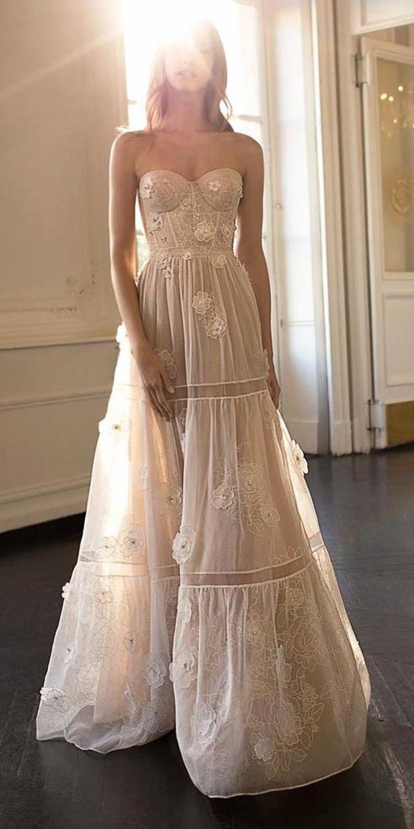 sweetheart wedding dresses a line strapless beach with floral appliques eisen stein bridal