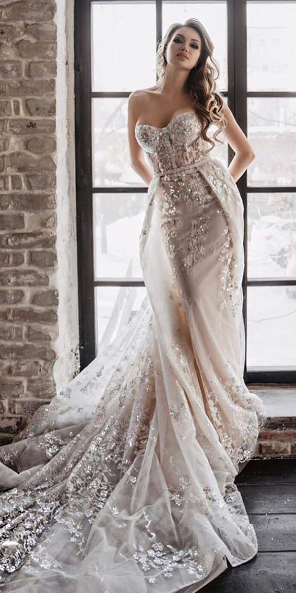 sweetheart wedding dresses strapless with overskirt lace berta