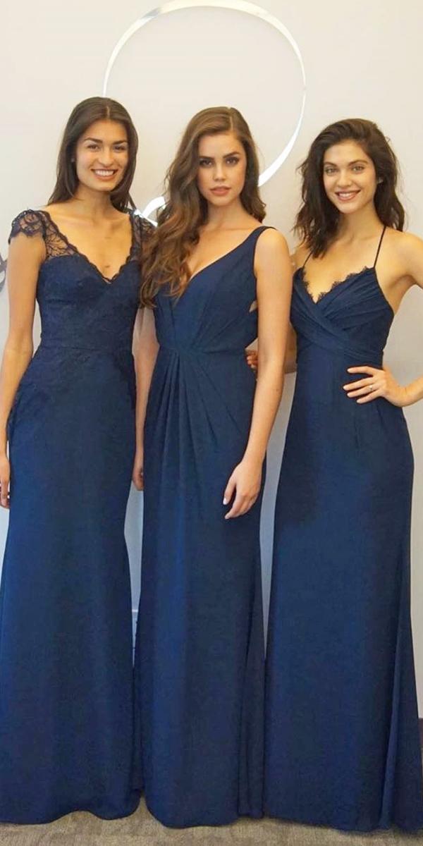 v neck navy bridesmaid dresses hayley paige occasions