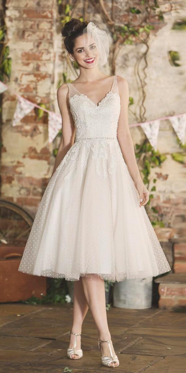 vintage knee length lace v neckline with straps wedding dresses true bride