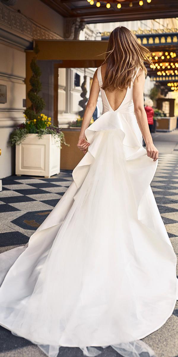 a line with v back simple wedding dresses monique lhuillier